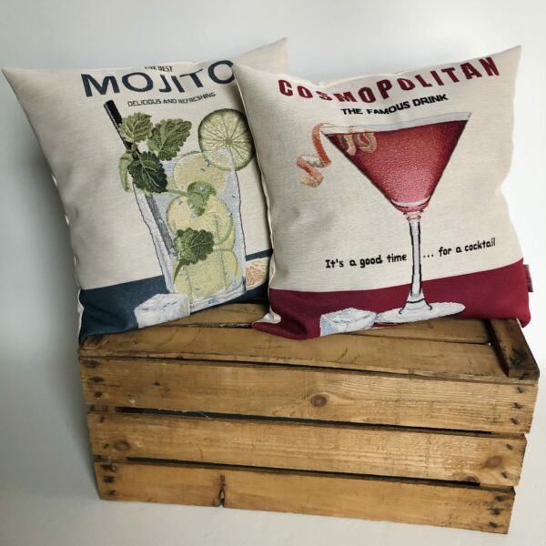 housses de coussin cocktails mojito et cosmopolitain