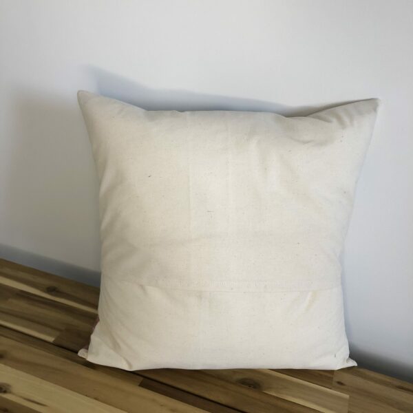 housse de coussin vue de dos, coton uni beige, ouverture portefeuille