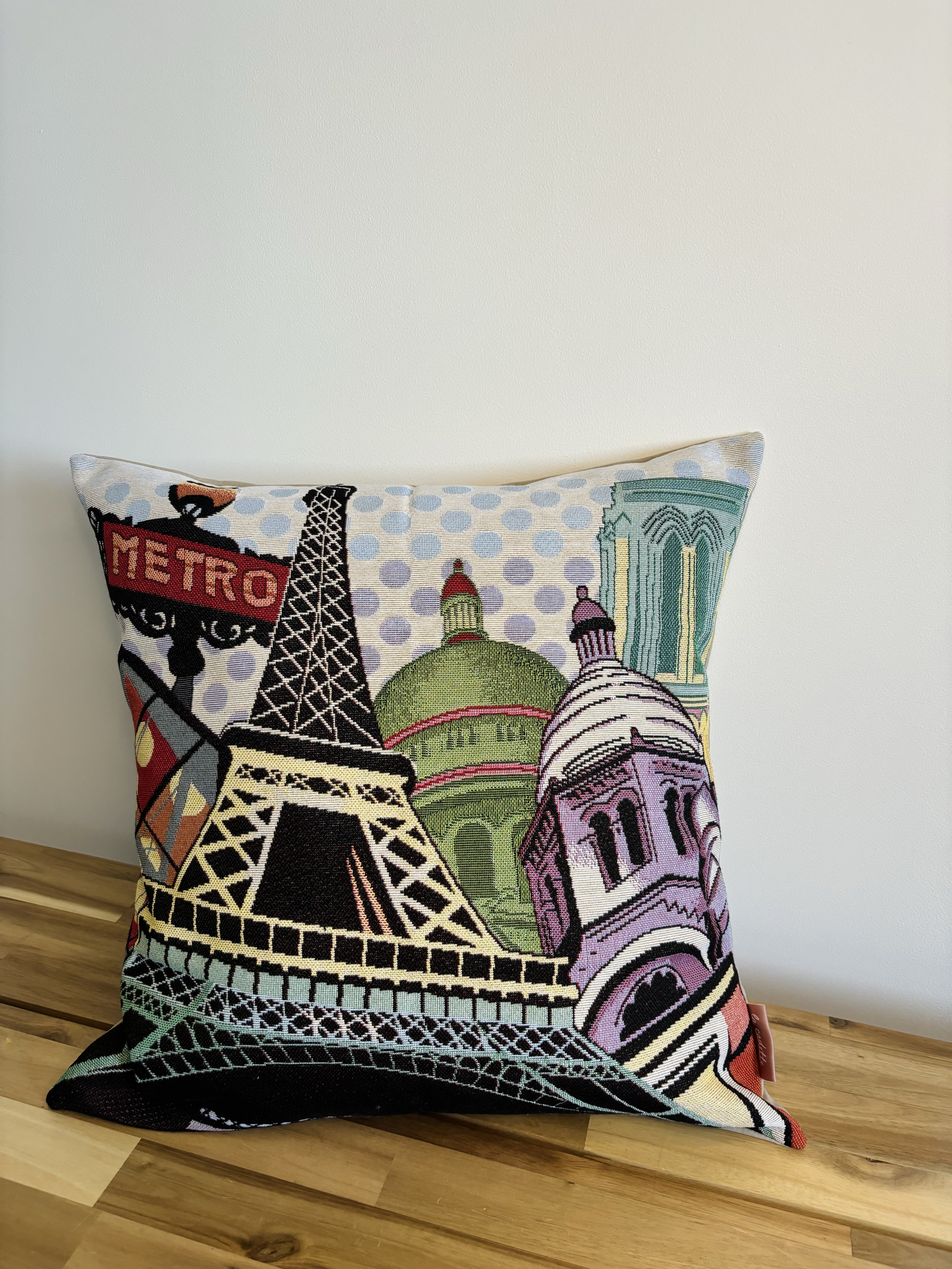 housse de coussin avec monuments de Paris